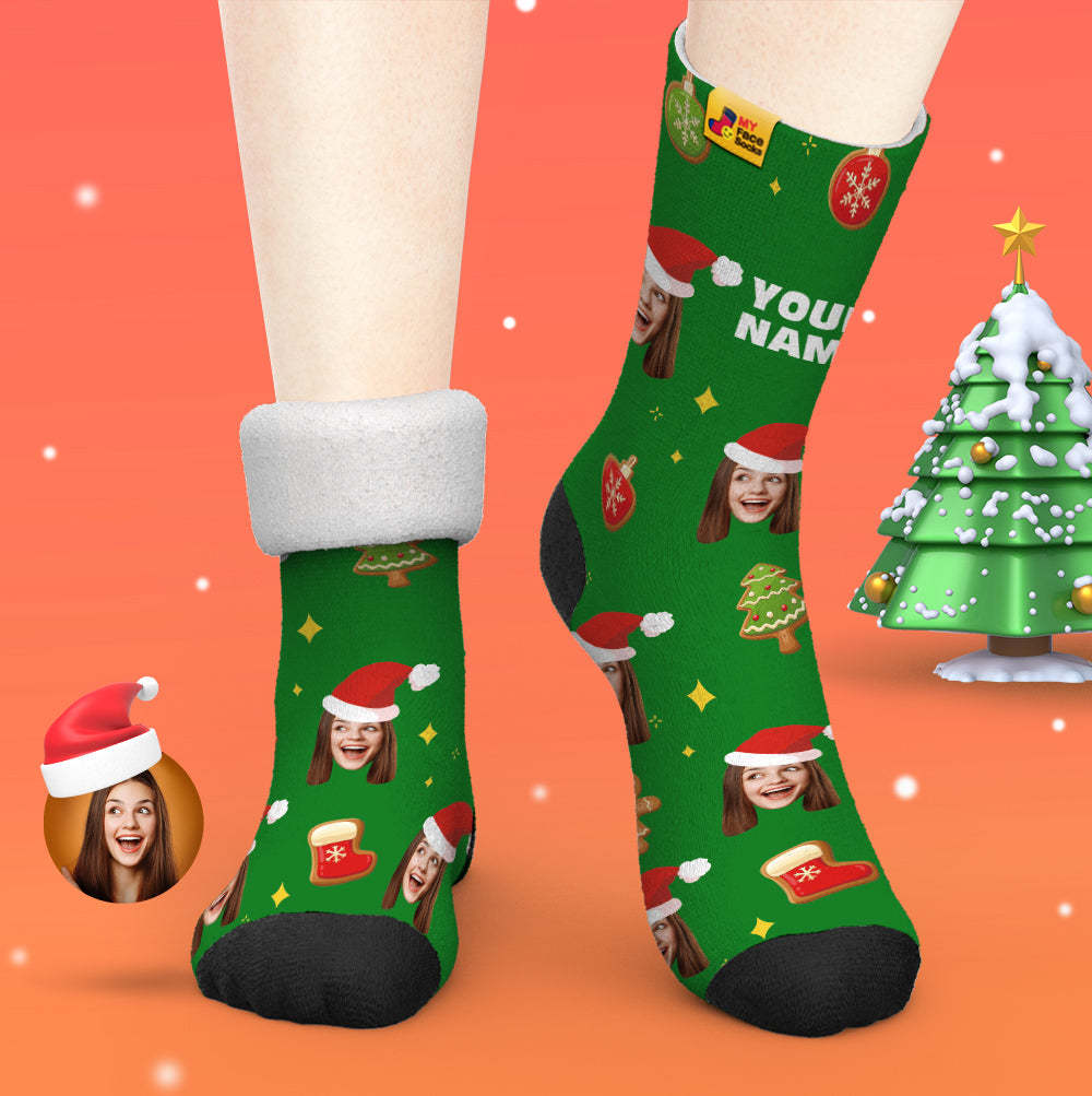 Custom Thick Socks Photo 3D Digital Printed Socks Autumn Winter Warm Socks Christmas Tree Decor Face Socks Funny Christmas Gift - MyFaceSocksAu