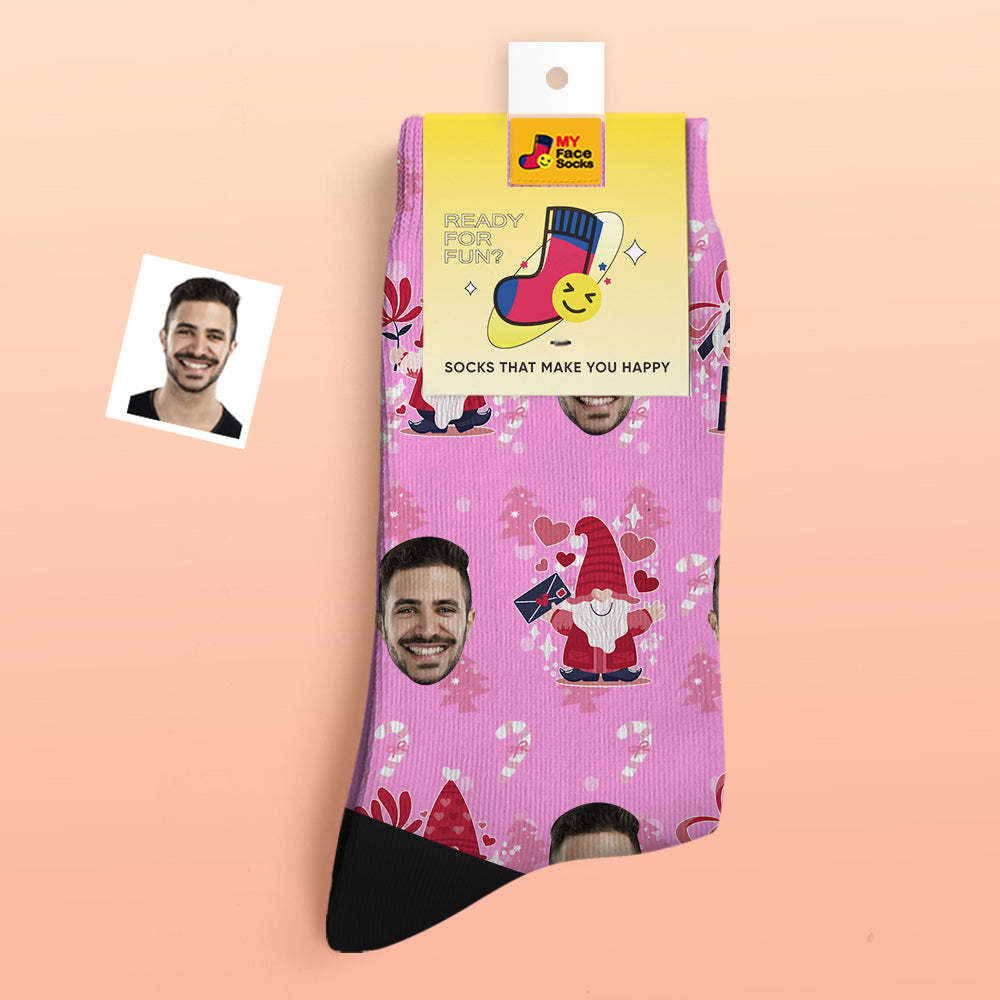 Pink Christmas Custom Thick Socks Photo 3D Digital Printed Socks Autumn Winter Warm Socks - MyFaceSocksAu