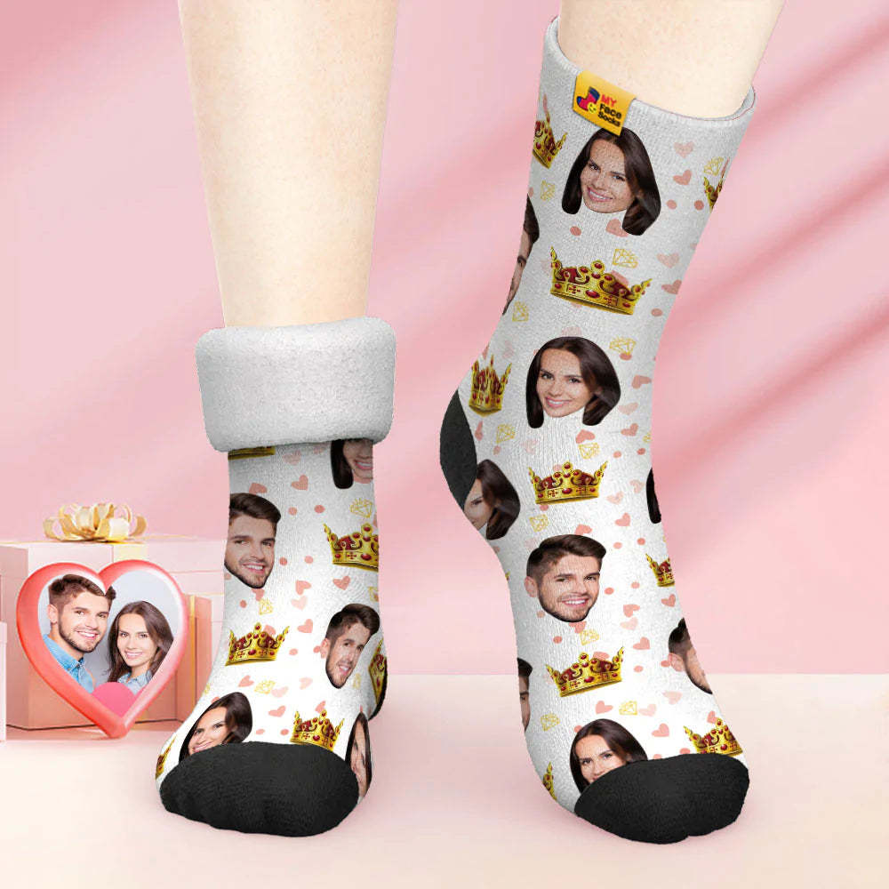 Custom Thick Photo Socks Valentine's Day Gift Warm Socks Queen Face Socks - MyFaceSocksAu