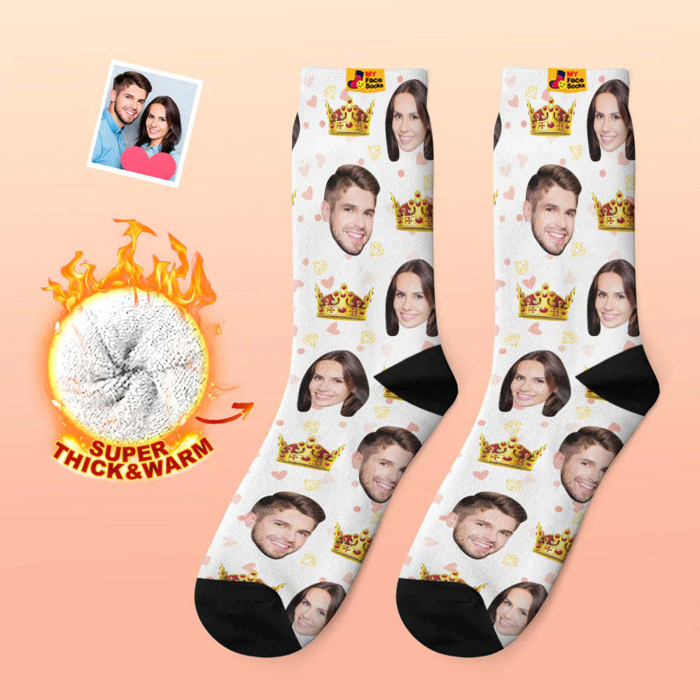 Custom Thick Photo Socks Valentine's Day Gift Warm Socks Queen Face Socks - MyFaceSocksAu