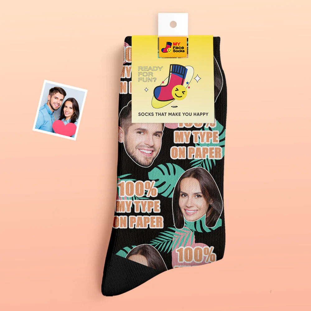 Custom Thick Photo Socks Valentine's Day Gift Warm Socks 100% MY TYPE ON PAPER Face Socks - MyFaceSocksAu