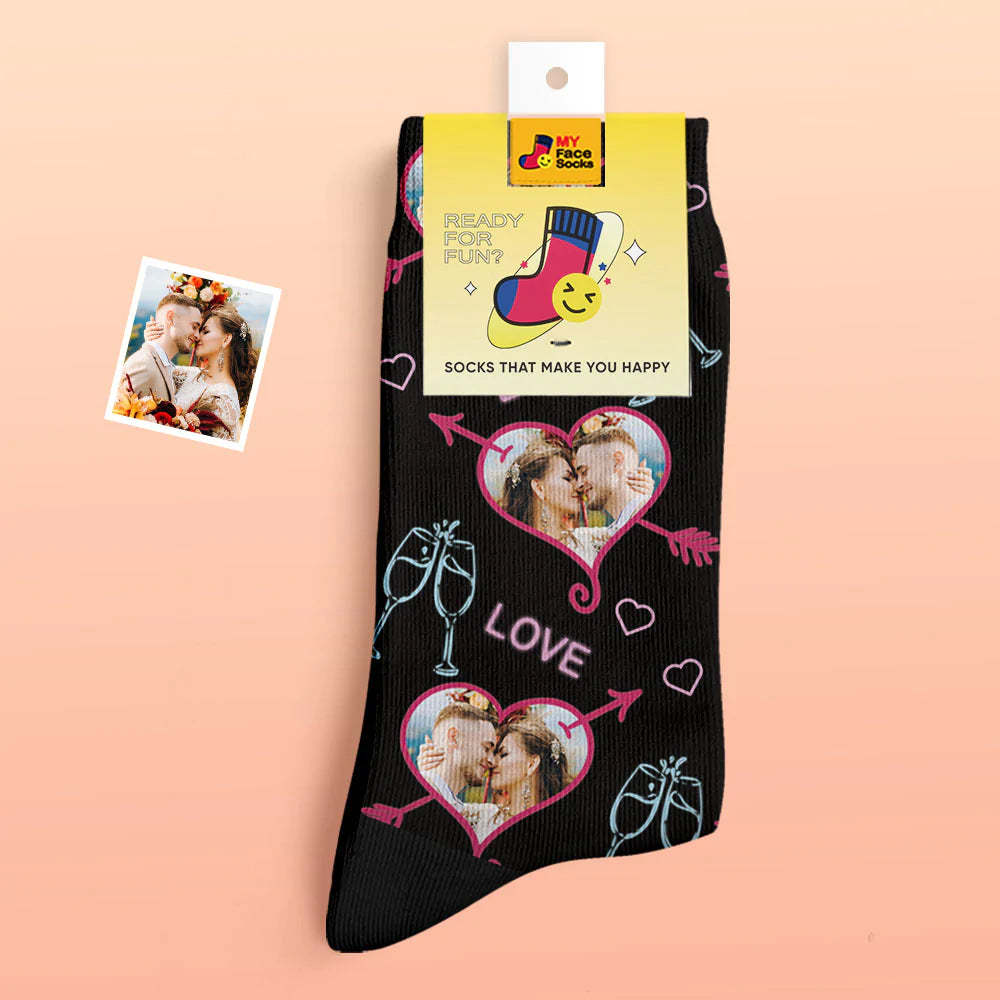 Custom Thick Photo Socks Valentine's Day Gift Warm Socks LOVE Heart Face Socks - MyFaceSocksAu