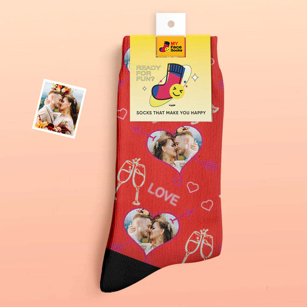 Custom Thick Photo Socks Valentine's Day Gift Warm Socks LOVE Heart Face Socks - MyFaceSocksAu