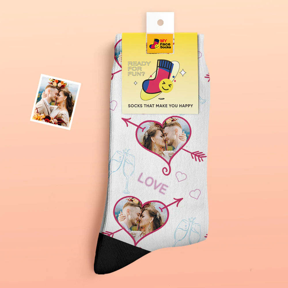 Custom Thick Photo Socks Valentine's Day Gift Warm Socks LOVE Heart Face Socks - MyFaceSocksAu