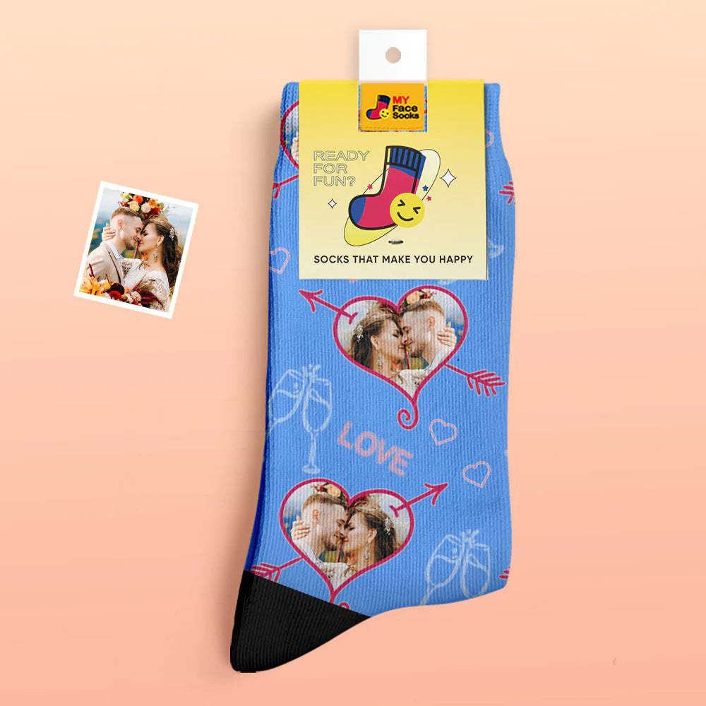 Custom Thick Photo Socks Valentine's Day Gift Warm Socks LOVE Heart Face Socks - MyFaceSocksAu