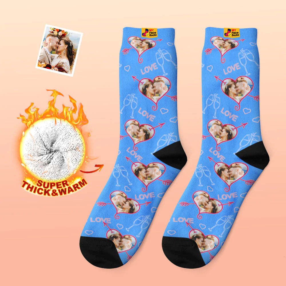 Custom Thick Photo Socks Valentine's Day Gift Warm Socks LOVE Heart Face Socks - MyFaceSocksAu