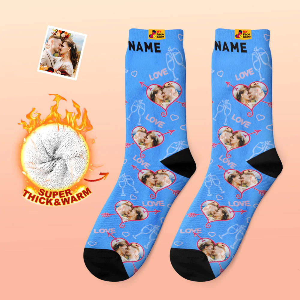 Custom Thick Photo Socks Valentine's Day Gift Warm Socks LOVE Heart Face Socks - MyFaceSocksAu