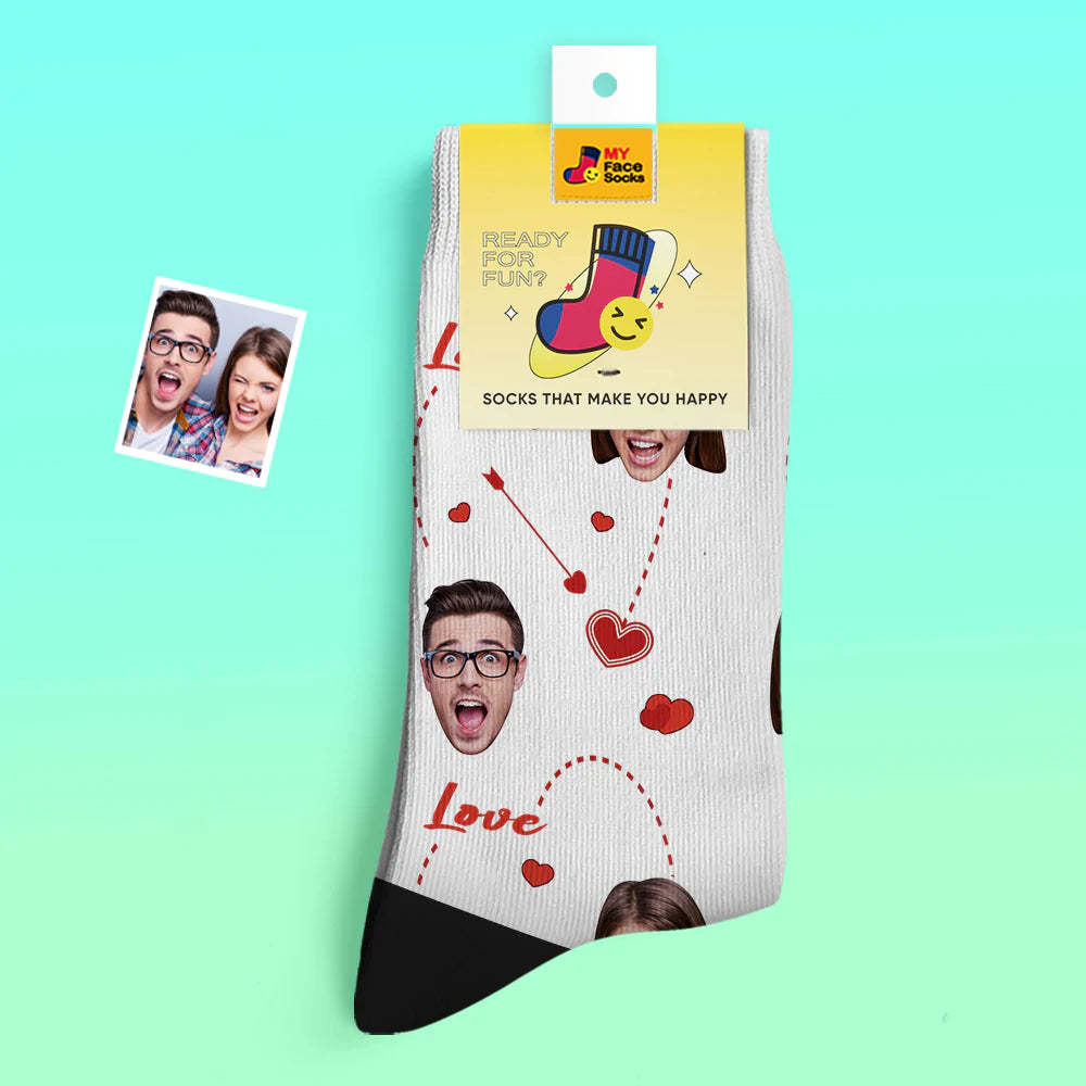 Custom Thick Photo Socks Valentine's Day Gifts Warm Socks Love Heart Face Socks - MyFaceSocksAu