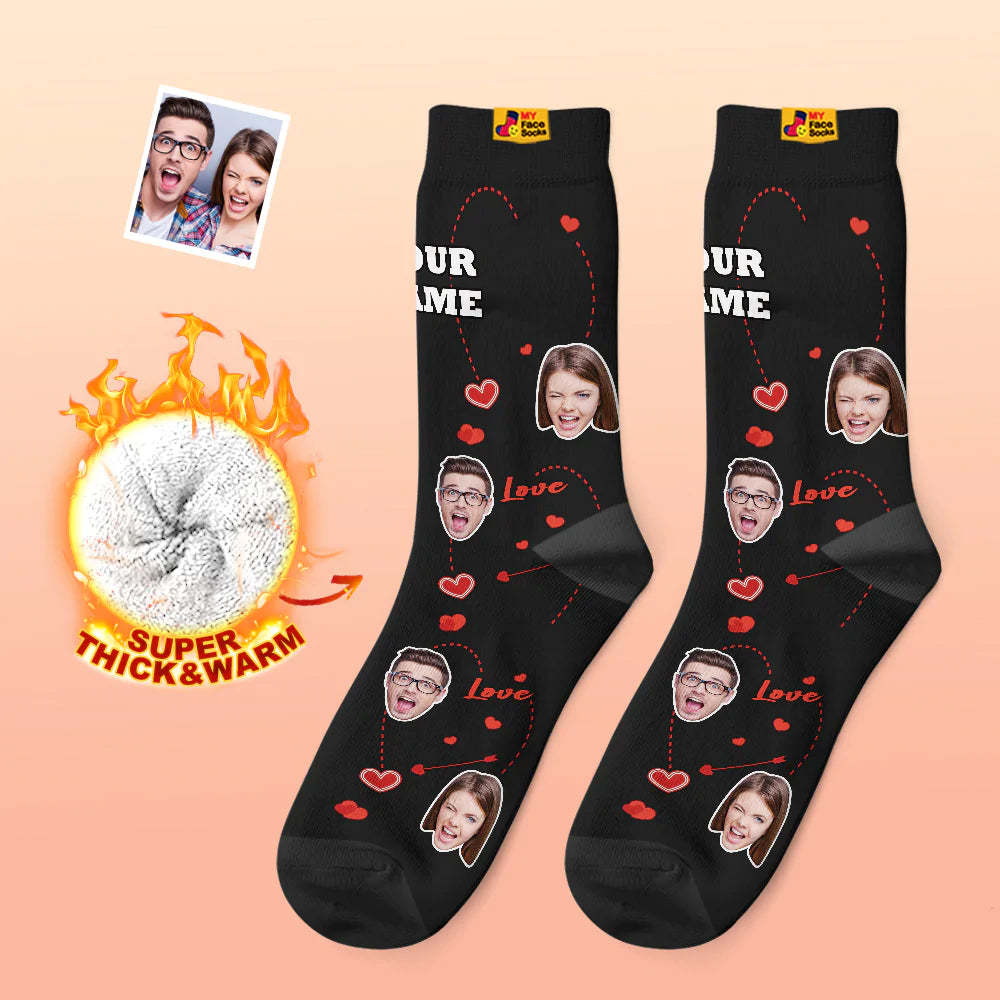 Custom Thick Photo Socks Valentine's Day Gifts Warm Socks Love Heart Face Socks - MyFaceSocksAu