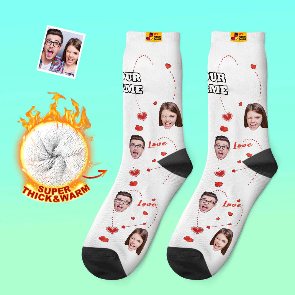 Custom Thick Photo Socks Valentine's Day Gifts Warm Socks Love Heart Face Socks - MyFaceSocksAu