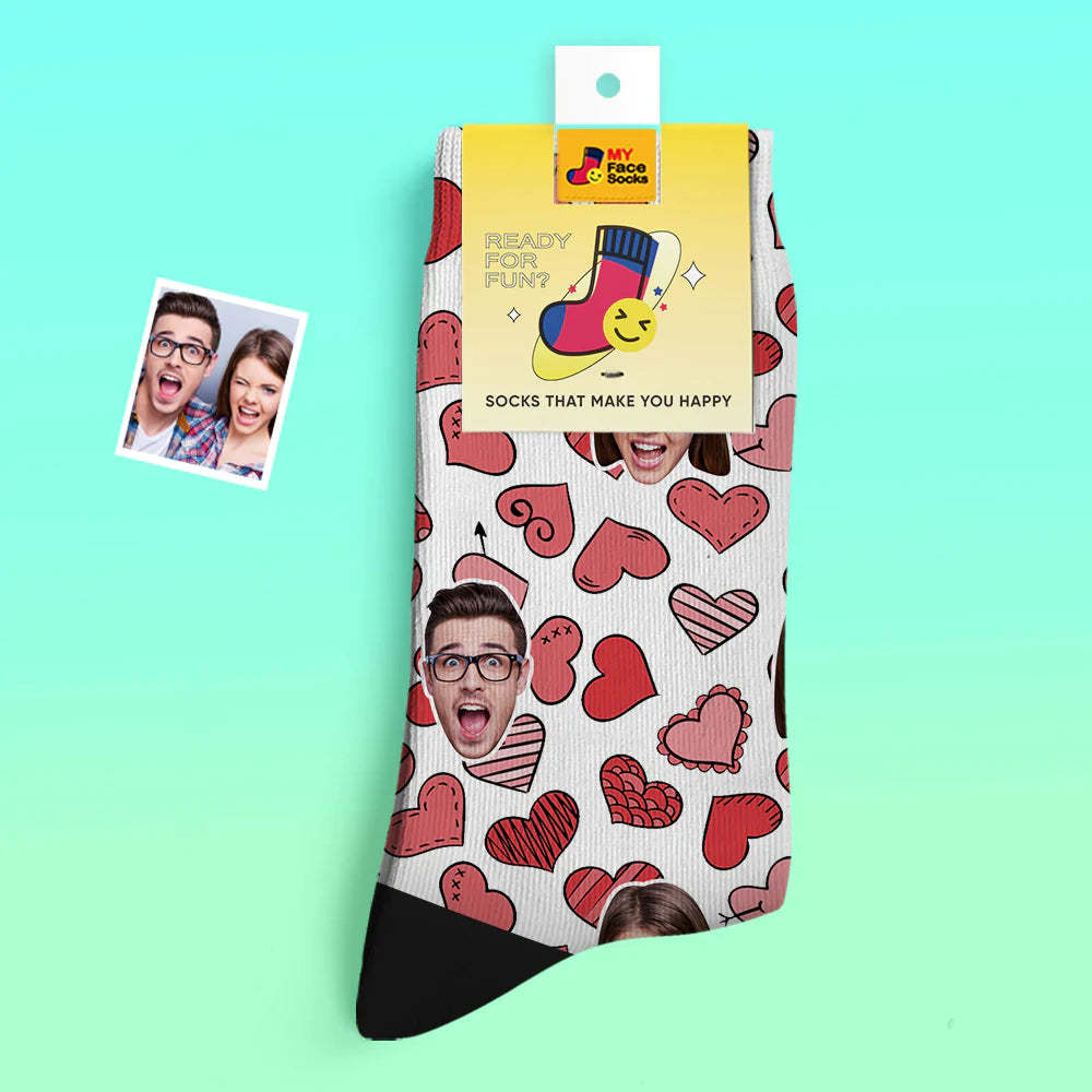 Custom Thick Photo Socks Valentine's Day Gift Warm Socks Various Hearts Face Socks - MyFaceSocksAu