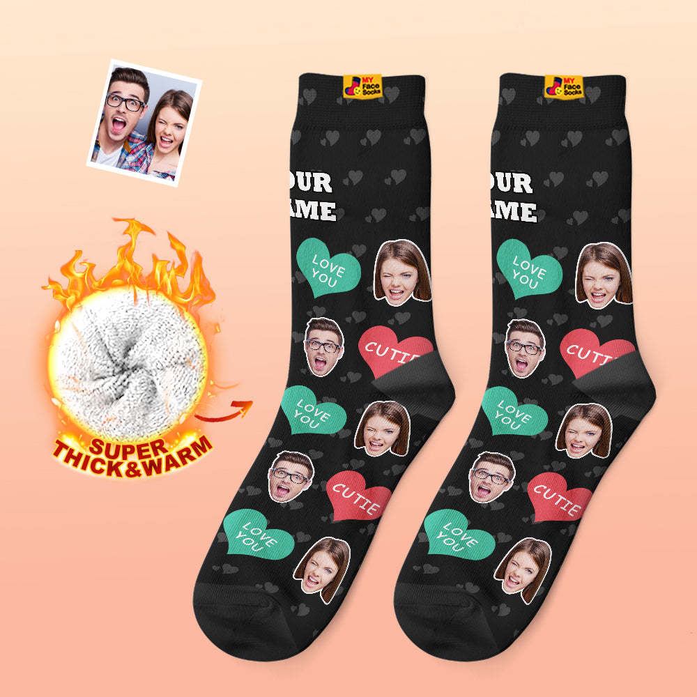 Custom Thick Photo Socks Valentine's Day Gifts Warm Socks Cutie Face Socks - MyFaceSocksAu