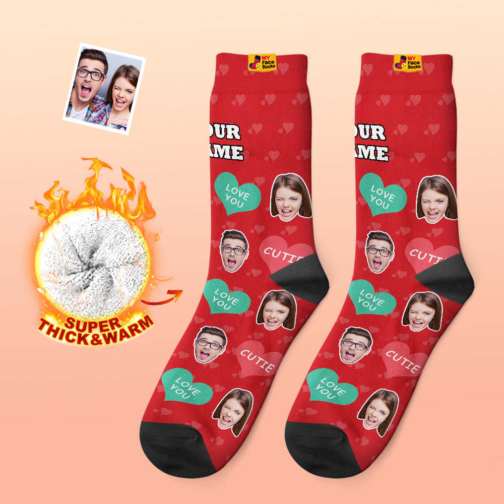 Custom Thick Photo Socks Valentine's Day Gifts Warm Socks Cutie Face Socks - MyFaceSocksAu