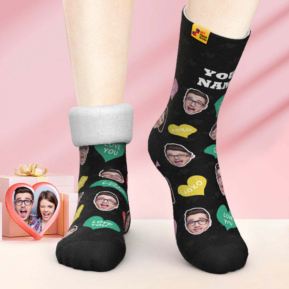 Custom Thick Photo Socks Valentine's Day Gifts Warm Socks Cutie Face Socks - MyFaceSocksAu
