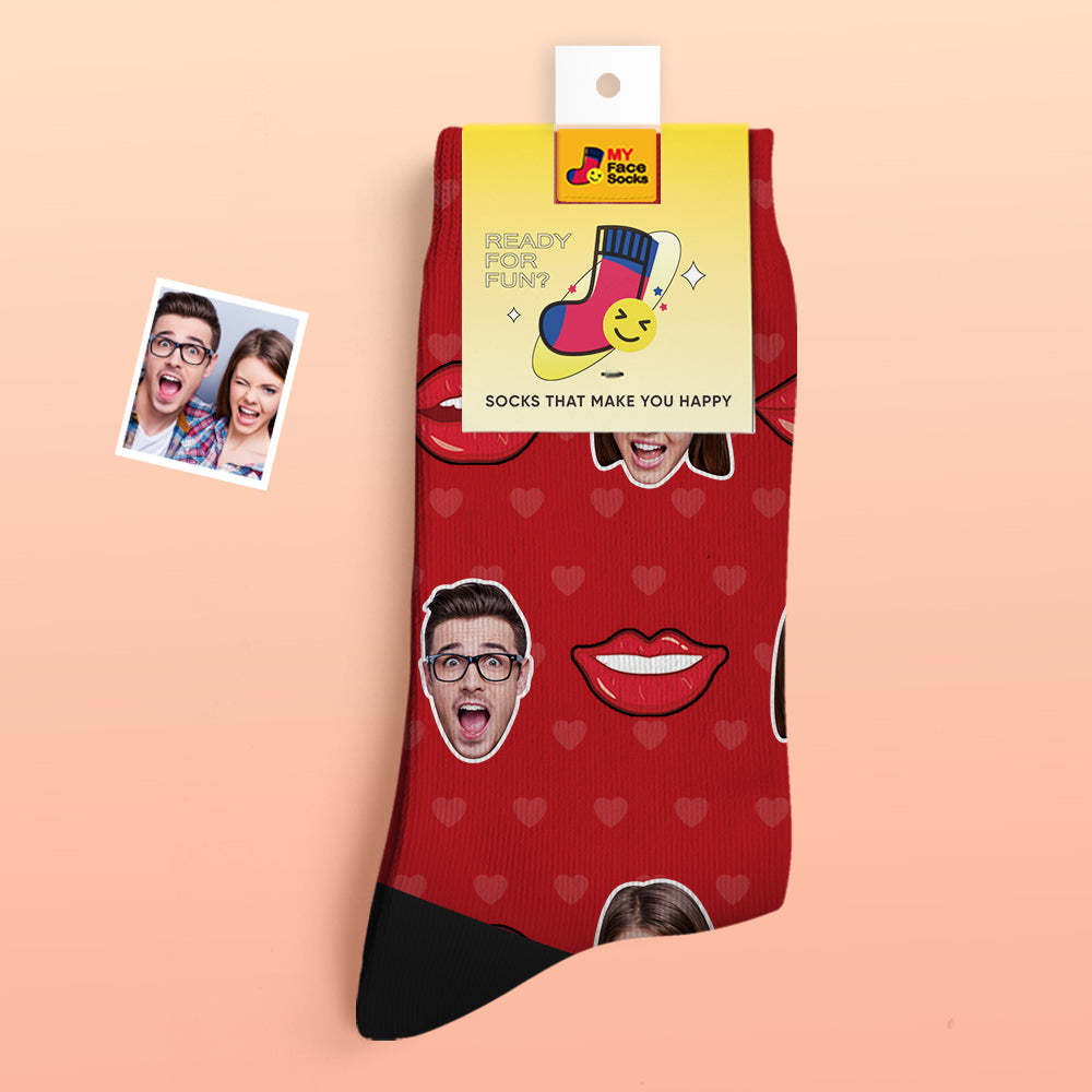 Custom Thick Photo Socks Valentine's Day Gifts Warm Socks Sexy Lip Face Socks - MyFaceSocksAu