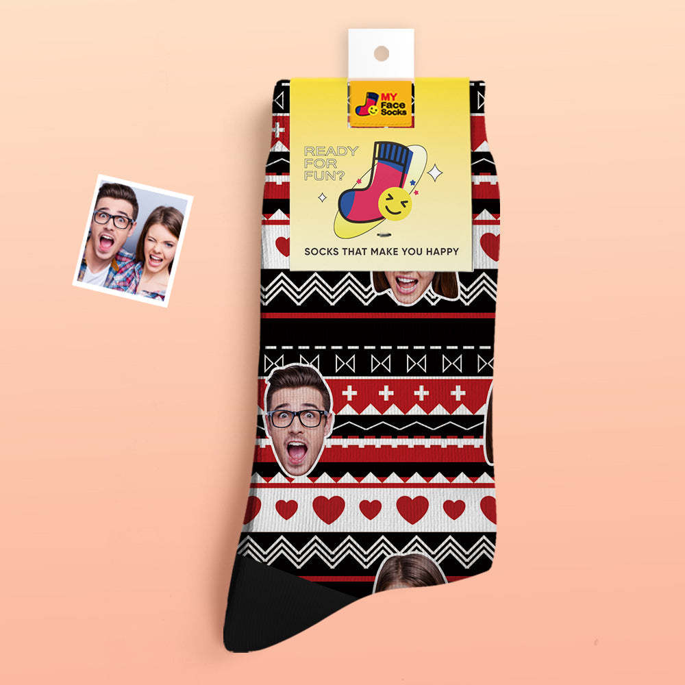 Custom Thick Photo Socks Valentine's Day Gifts Warm Socks Heart Funny Face Socks - MyFaceSocksAu