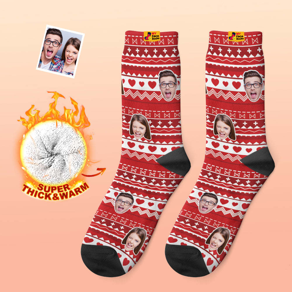 Custom Thick Photo Socks Valentine's Day Gifts Warm Socks Heart Funny Face Socks - MyFaceSocksAu