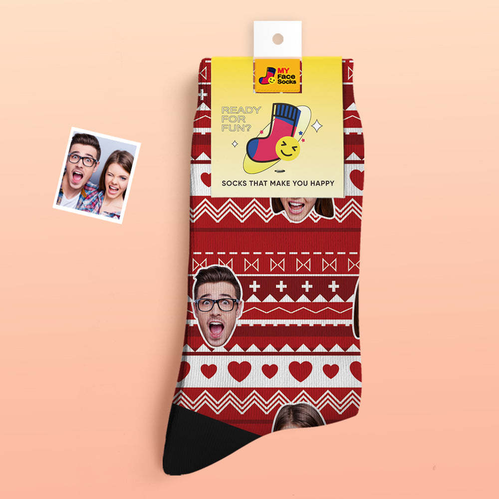 Custom Thick Photo Socks Valentine's Day Gifts Warm Socks Heart Funny Face Socks - MyFaceSocksAu