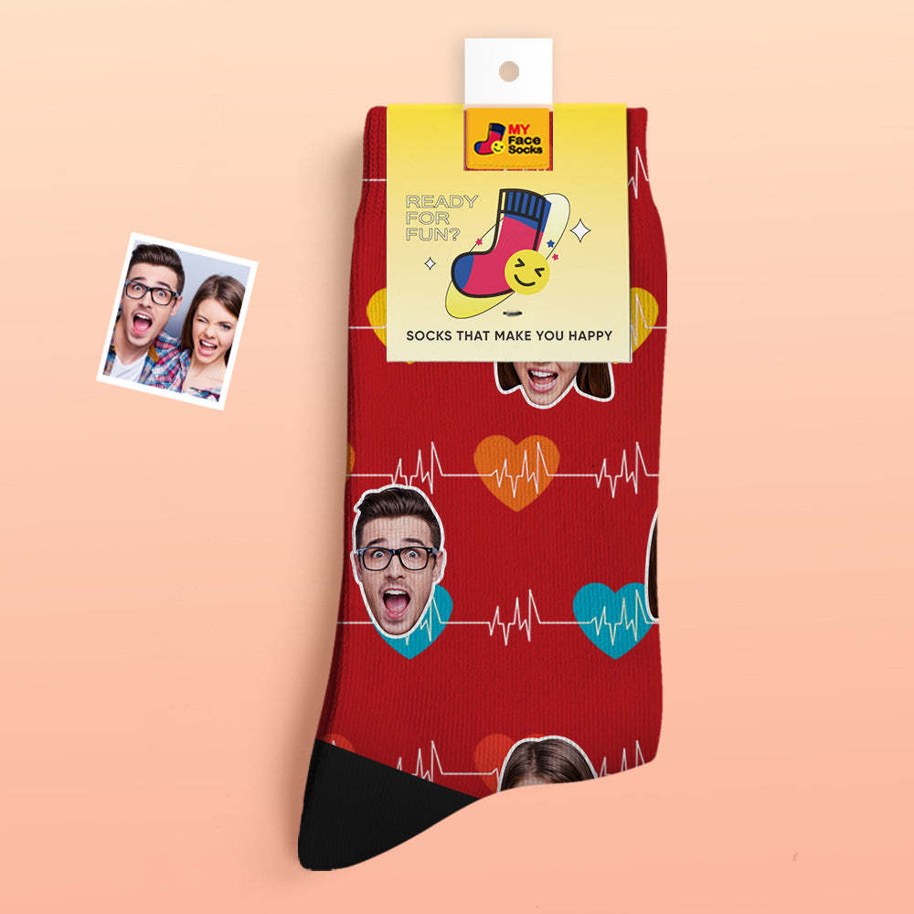 Custom Thick Photo Socks Valentine's Day Gifts Warm Socks Heart Monitor Face Socks - MyFaceSocksAu