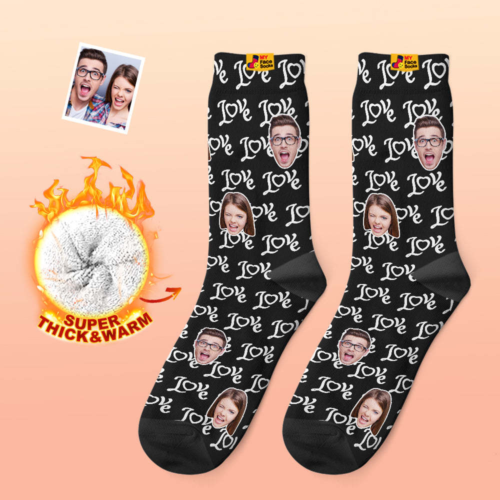 Custom Thick Photo Socks Valentine's Day Gifts Warm Socks Show Your Love Face Socks - MyFaceSocksAu
