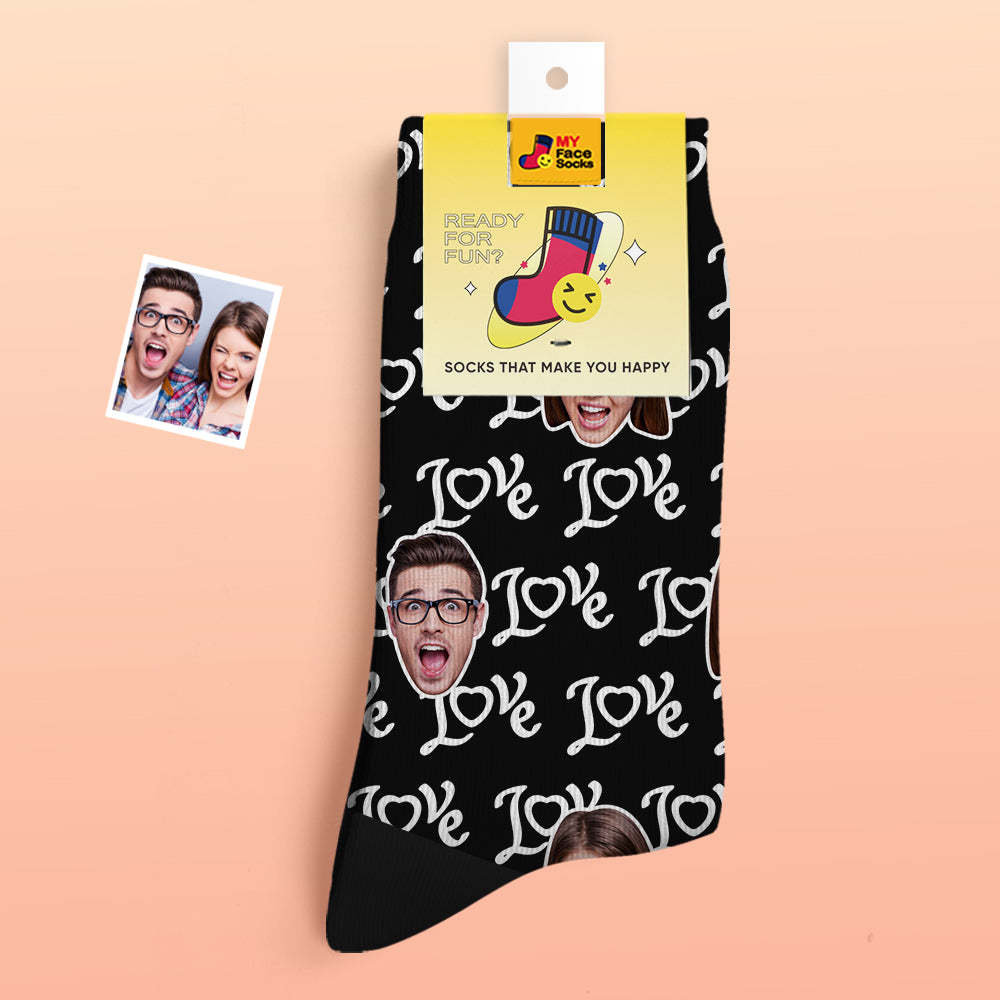 Custom Thick Photo Socks Valentine's Day Gifts Warm Socks Show Your Love Face Socks - MyFaceSocksAu