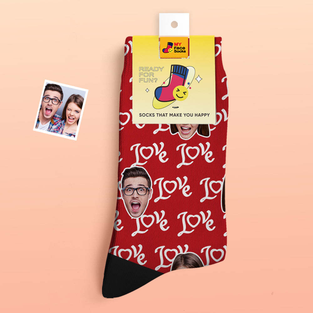 Custom Thick Photo Socks Valentine's Day Gifts Warm Socks Show Your Love Face Socks - MyFaceSocksAu