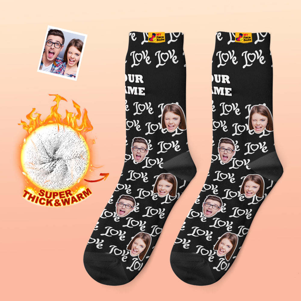 Custom Thick Photo Socks Valentine's Day Gifts Warm Socks Show Your Love Face Socks - MyFaceSocksAu