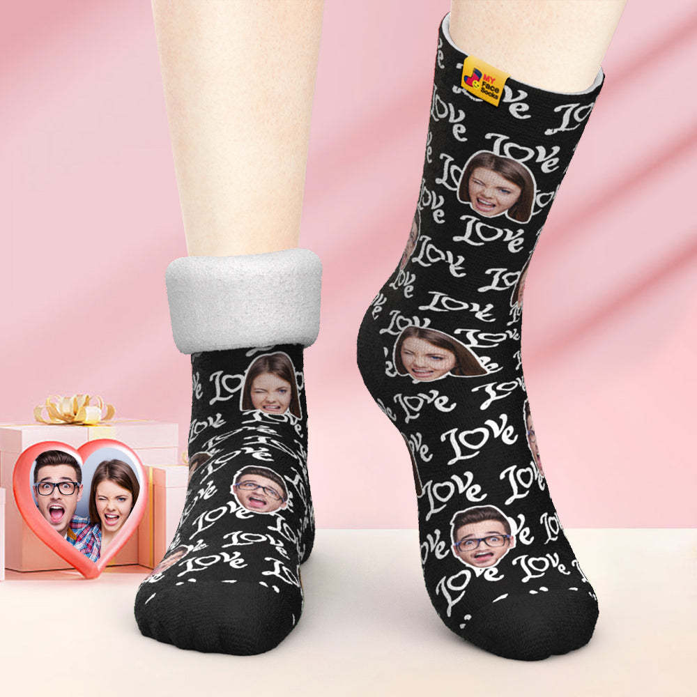 Custom Thick Photo Socks Valentine's Day Gifts Warm Socks Show Your Love Face Socks - MyFaceSocksAu