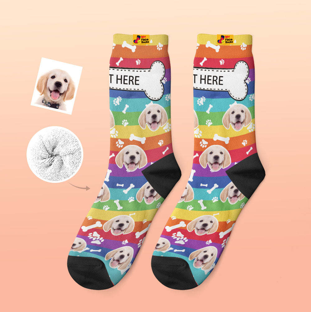 Custom Thick Socks Photo 3D Digital Printed Socks Autumn Winter Warm Socks Rainbow Dog - MyFaceSocksAu