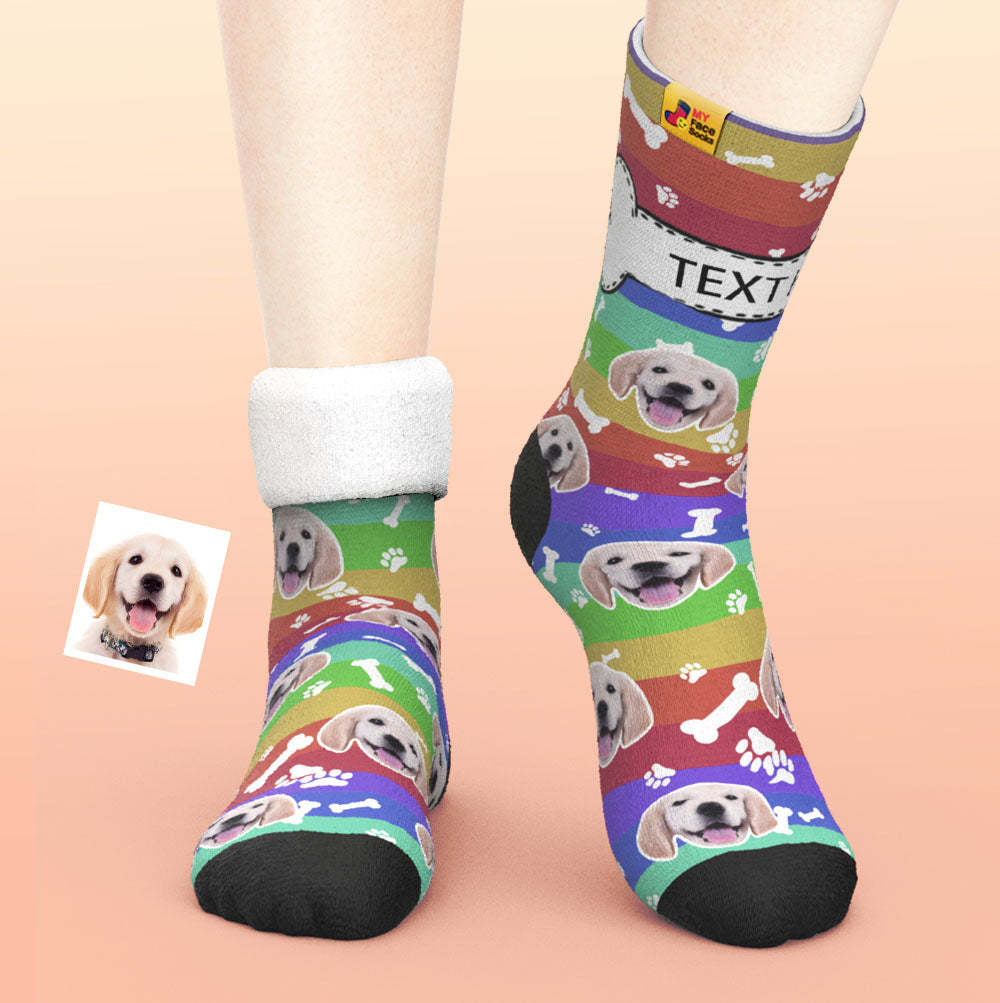 Custom Thick Socks Photo 3D Digital Printed Socks Autumn Winter Warm Socks Rainbow Dog - MyFaceSocksAu