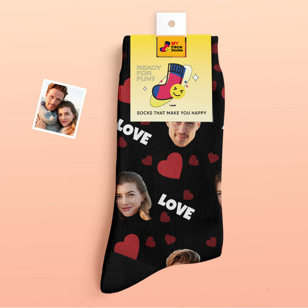 Custom Thick Socks Photo 3D Digital Printed Socks Autumn Winter Warm Socks For Love - MyFaceSocksAu