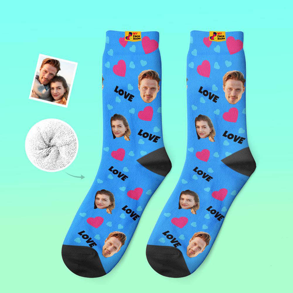 Custom Thick Socks Photo 3D Digital Printed Socks Autumn Winter Warm Socks For Love - MyFaceSocksAu