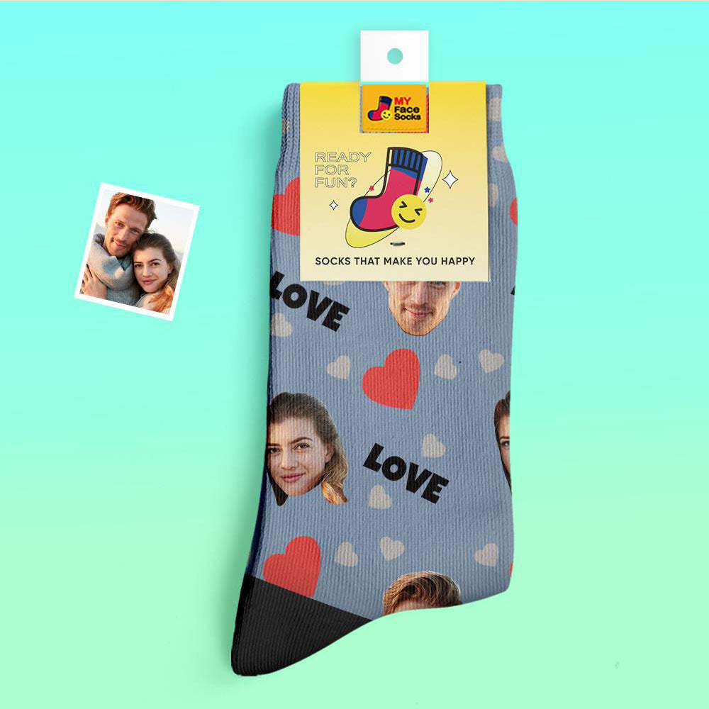 Custom Thick Socks Photo 3D Digital Printed Socks Autumn Winter Warm Socks For Love - MyFaceSocksAu