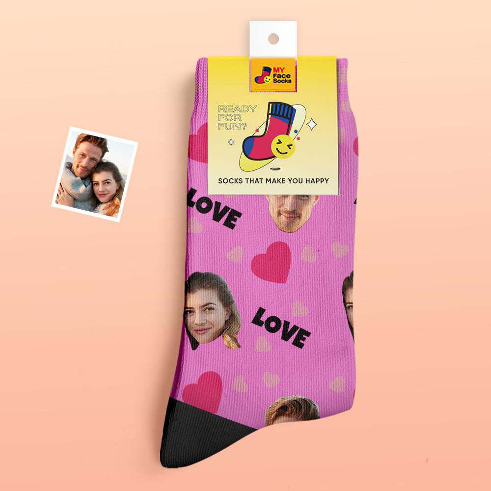 Custom Thick Socks Photo 3D Digital Printed Socks Autumn Winter Warm Socks For Love - MyFaceSocksAu