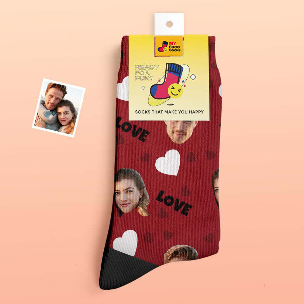 Custom Thick Socks Photo 3D Digital Printed Socks Autumn Winter Warm Socks For Love - MyFaceSocksAu