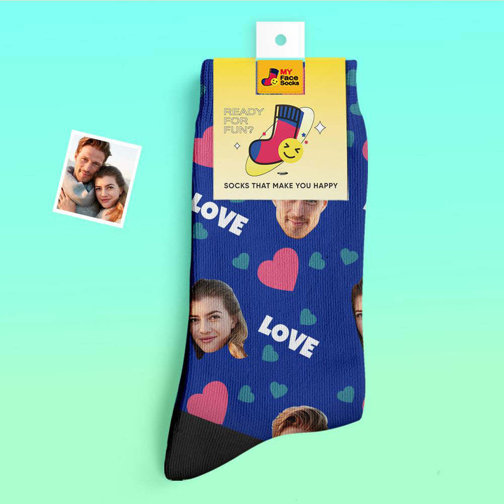 Custom Thick Socks Photo 3D Digital Printed Socks Autumn Winter Warm Socks For Love - MyFaceSocksAu