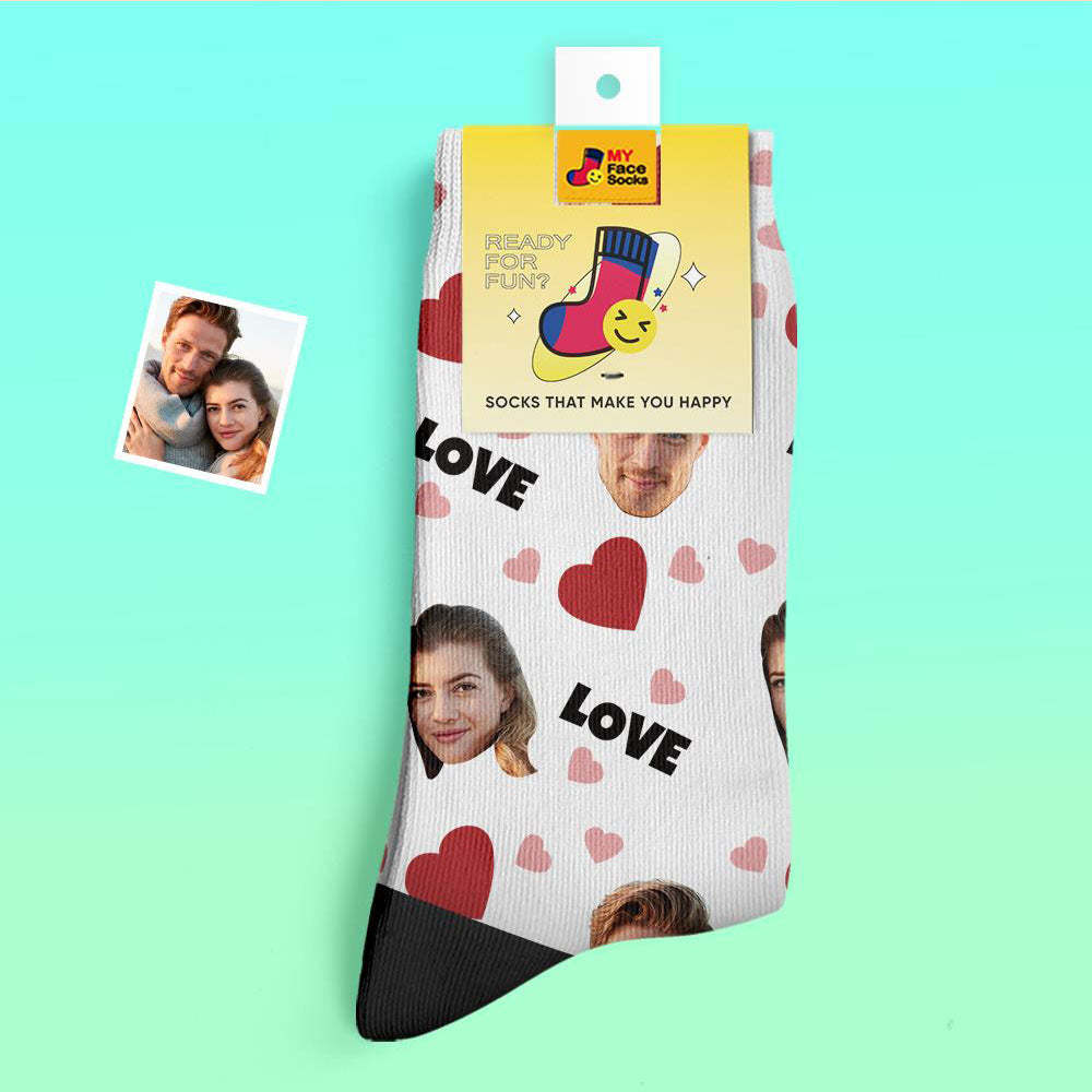 Custom Thick Socks Photo 3D Digital Printed Socks Autumn Winter Warm Socks For Love - MyFaceSocksAu