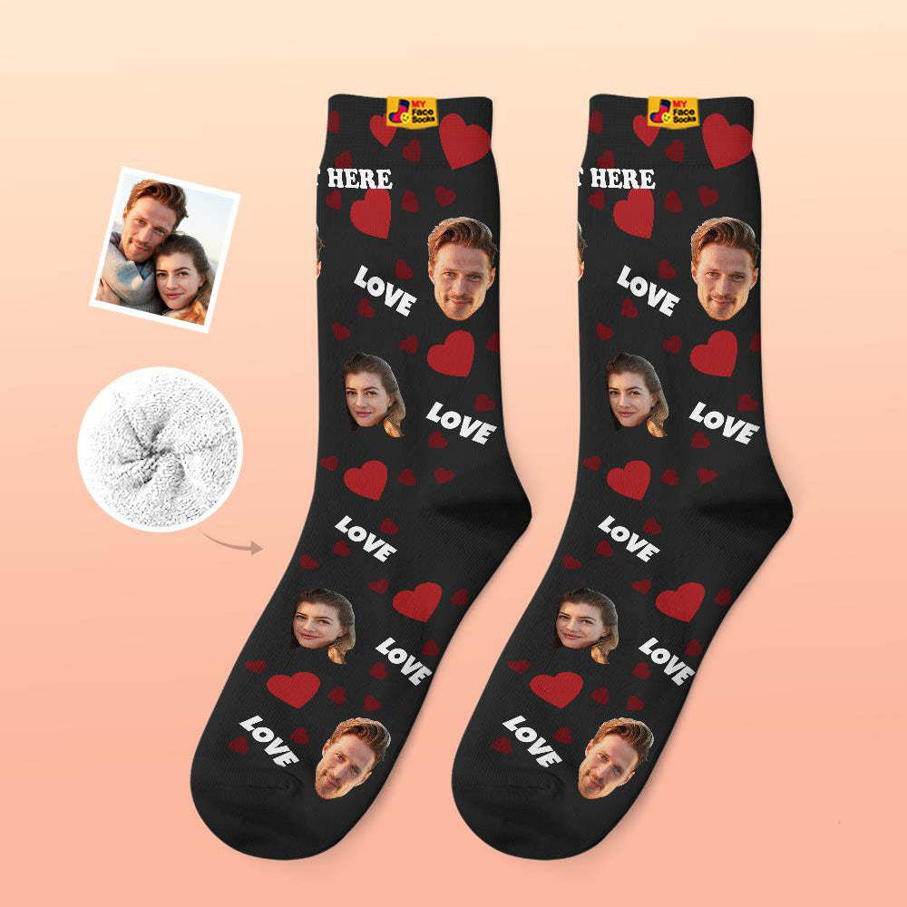 Custom Thick Socks Photo 3D Digital Printed Socks Autumn Winter Warm Socks For Love - MyFaceSocksAu