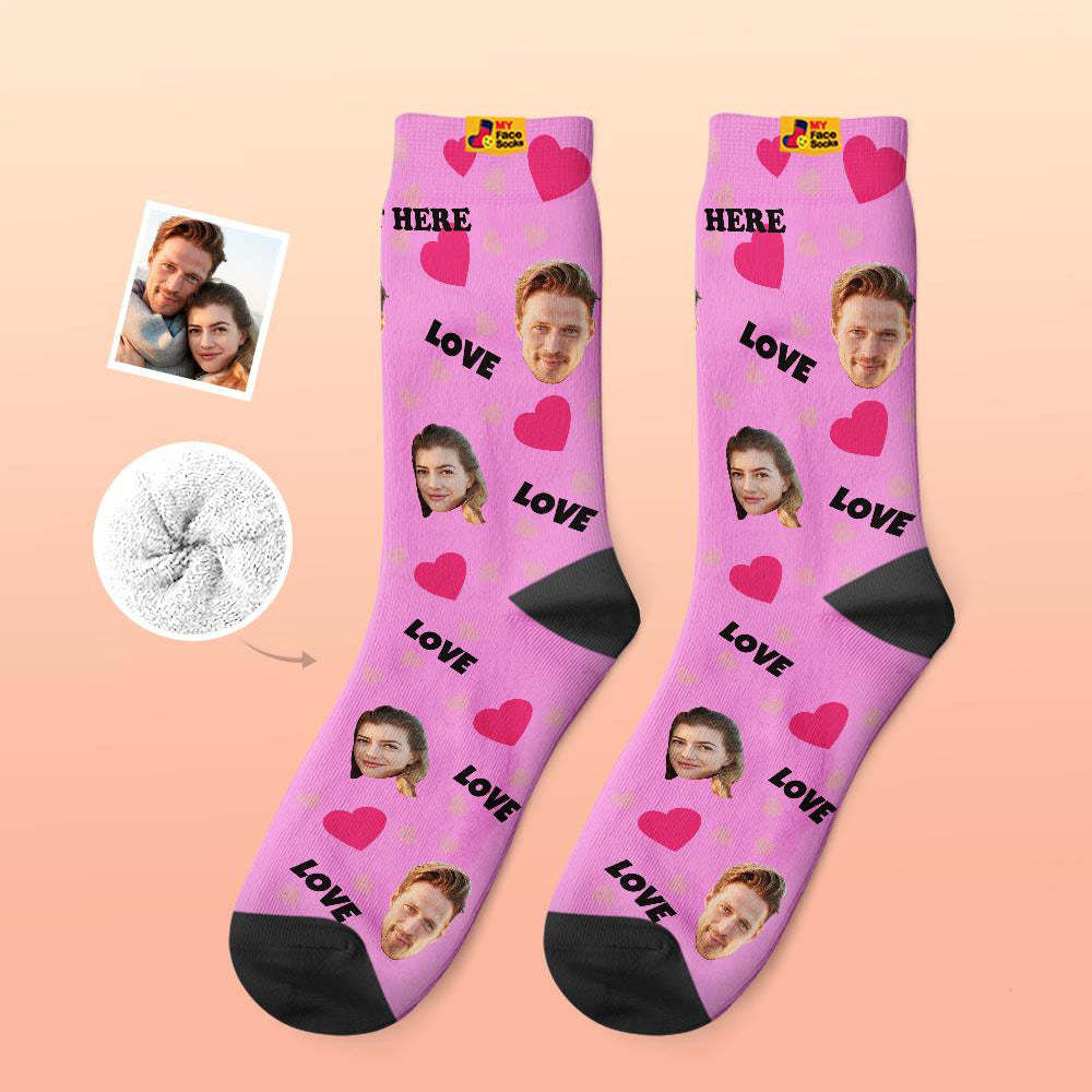 Custom Thick Socks Photo 3D Digital Printed Socks Autumn Winter Warm Socks For Love - MyFaceSocksAu