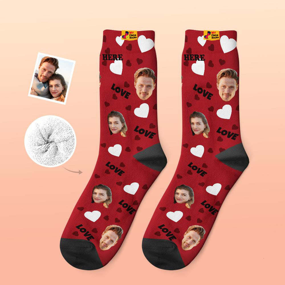 Custom Thick Socks Photo 3D Digital Printed Socks Autumn Winter Warm Socks For Love - MyFaceSocksAu