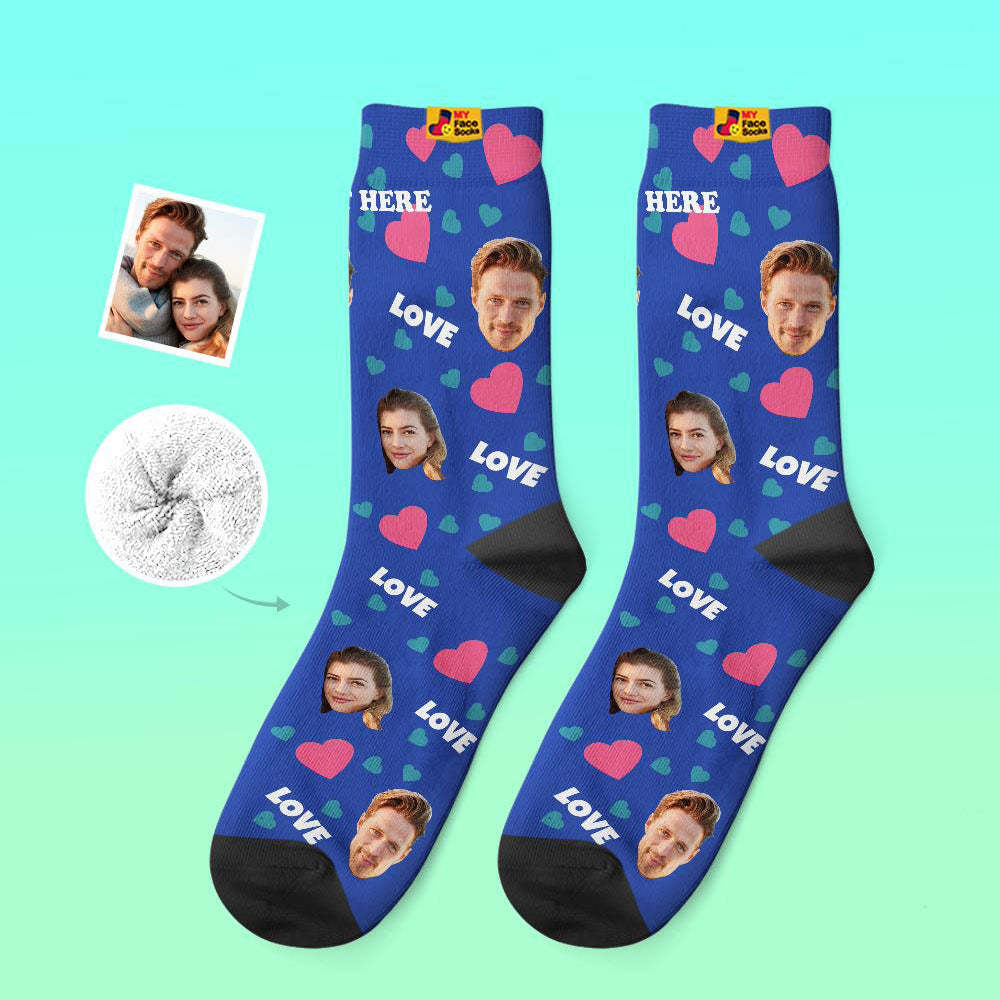 Custom Thick Socks Photo 3D Digital Printed Socks Autumn Winter Warm Socks For Love - MyFaceSocksAu