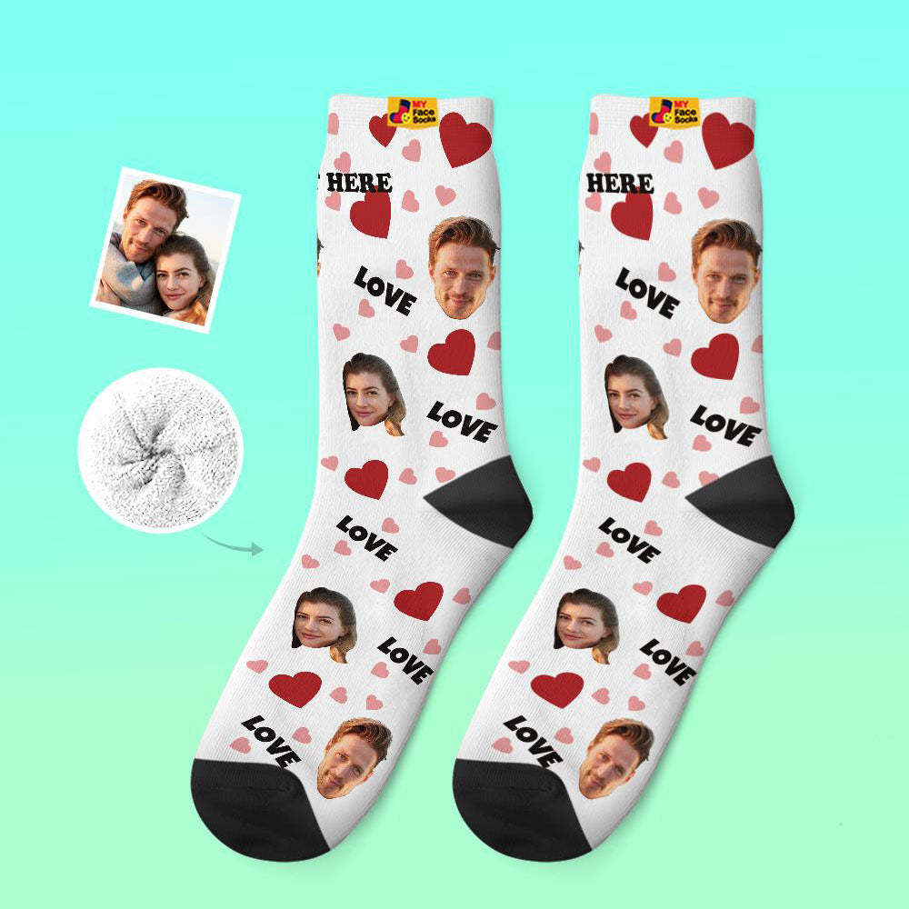 Custom Thick Socks Photo 3D Digital Printed Socks Autumn Winter Warm Socks For Love - MyFaceSocksAu