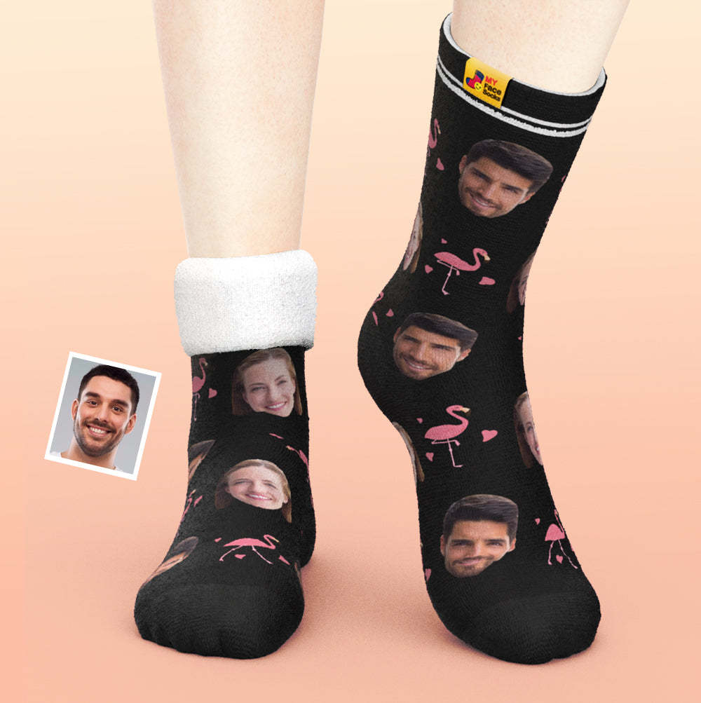 Custom Thick Socks Photo 3D Digital Printed Socks Autumn Winter Warm Socks Flamant - MyFaceSocksAu