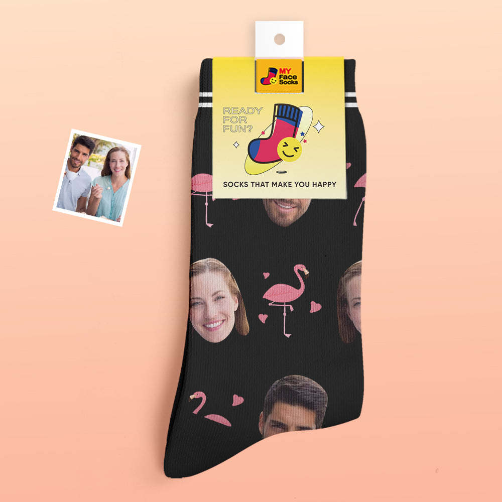 Custom Thick Socks Photo 3D Digital Printed Socks Autumn Winter Warm Socks Flamant - MyFaceSocksAu