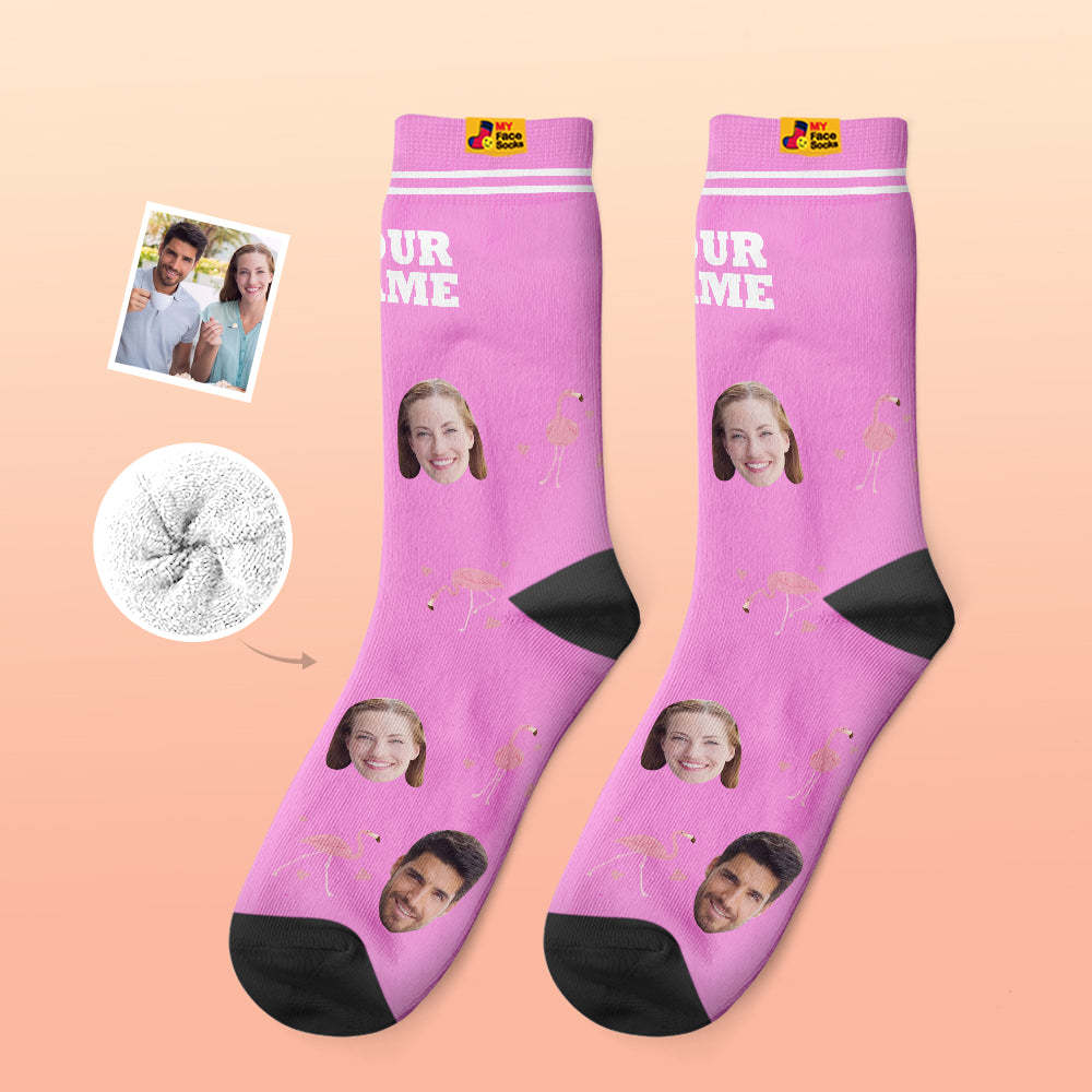 Custom Thick Socks Photo 3D Digital Printed Socks Autumn Winter Warm Socks Flamant - MyFaceSocksAu