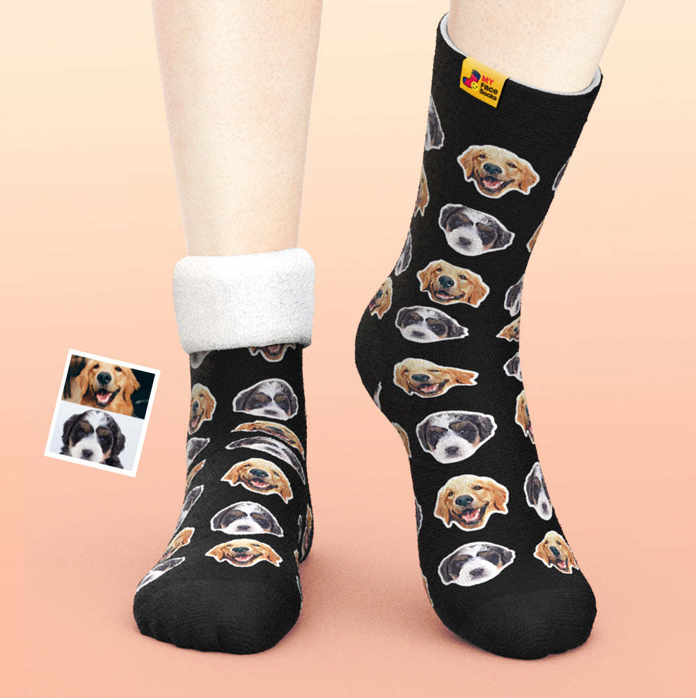 Custom Thick Socks Photo 3D Digital Printed Socks Autumn Winter Warm Socks Comic Style - MyFaceSocksAu