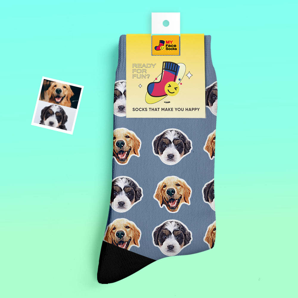 Custom Thick Socks Photo 3D Digital Printed Socks Autumn Winter Warm Socks Comic Style - MyFaceSocksAu