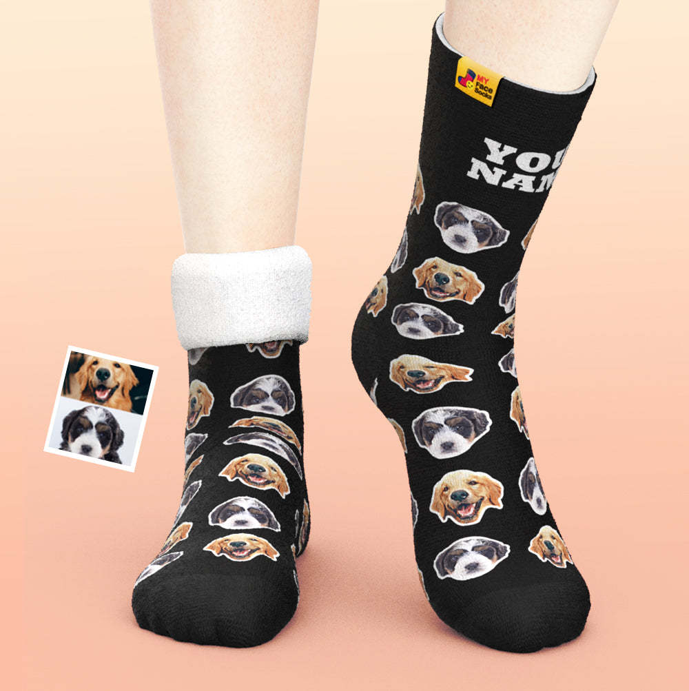 Custom Thick Socks Photo 3D Digital Printed Socks Autumn Winter Warm Socks Comic Style - MyFaceSocksAu