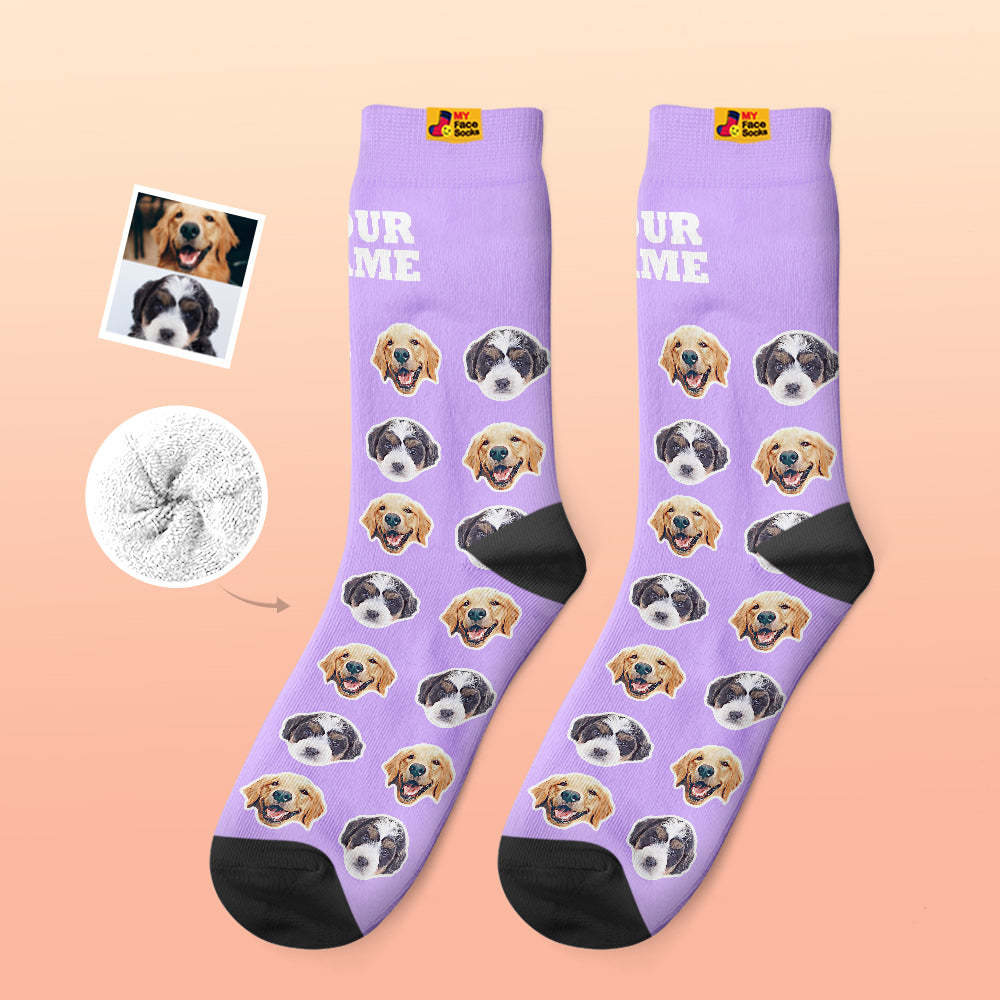 Custom Thick Socks Photo 3D Digital Printed Socks Autumn Winter Warm Socks Comic Style - MyFaceSocksAu