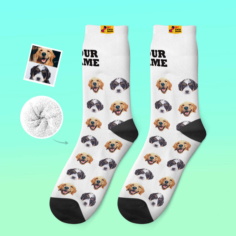 Custom Thick Socks Photo 3D Digital Printed Socks Autumn Winter Warm Socks Comic Style - MyFaceSocksAu